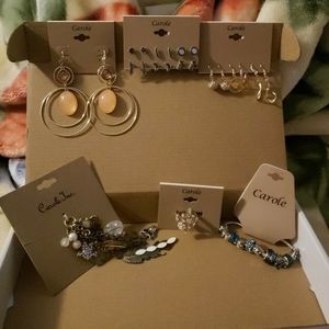 Jewelry box lot earrings, ring, bracelet